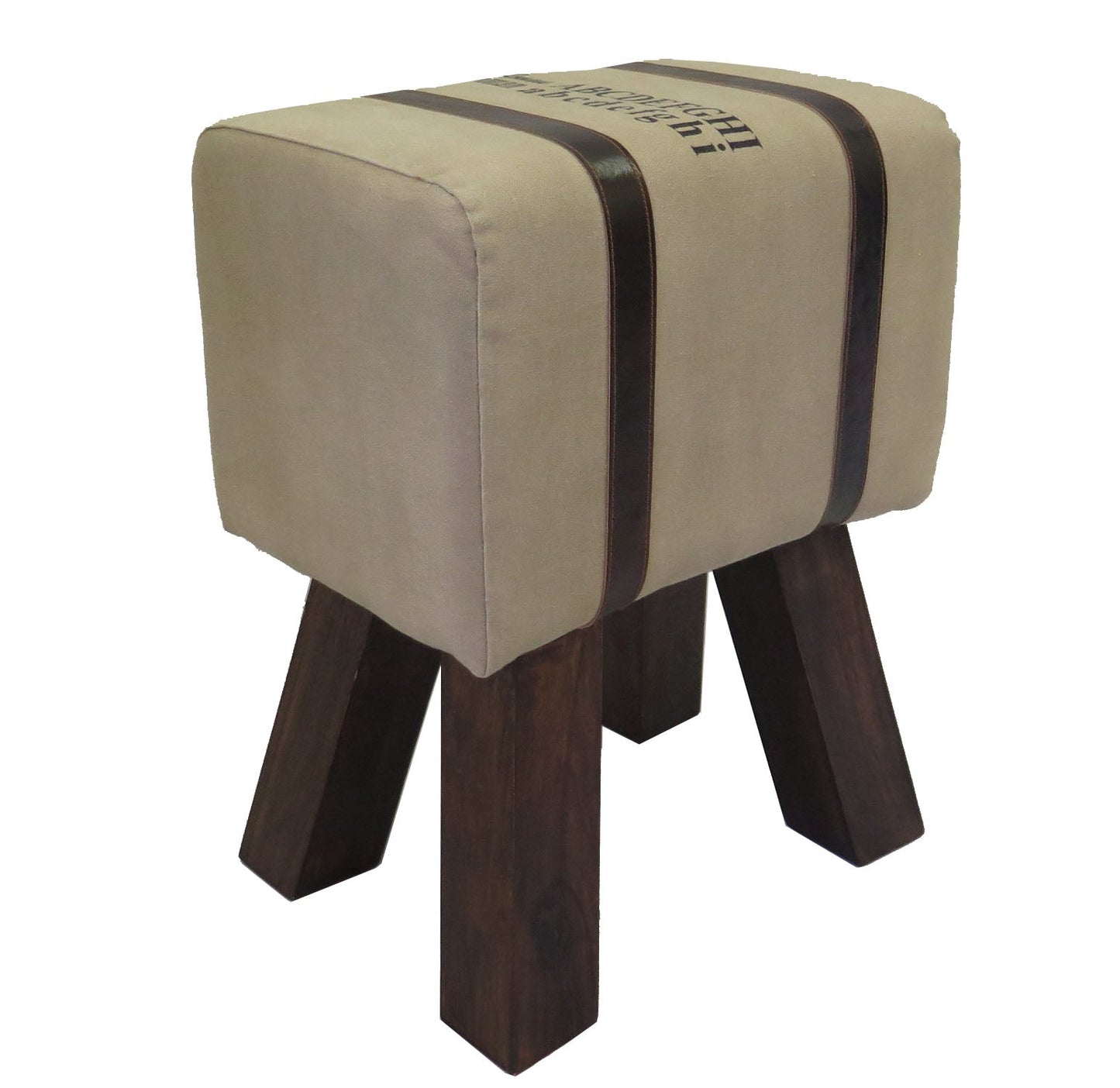 Tabouret ottoman Oglala en cuir véritable - Beige/Marron