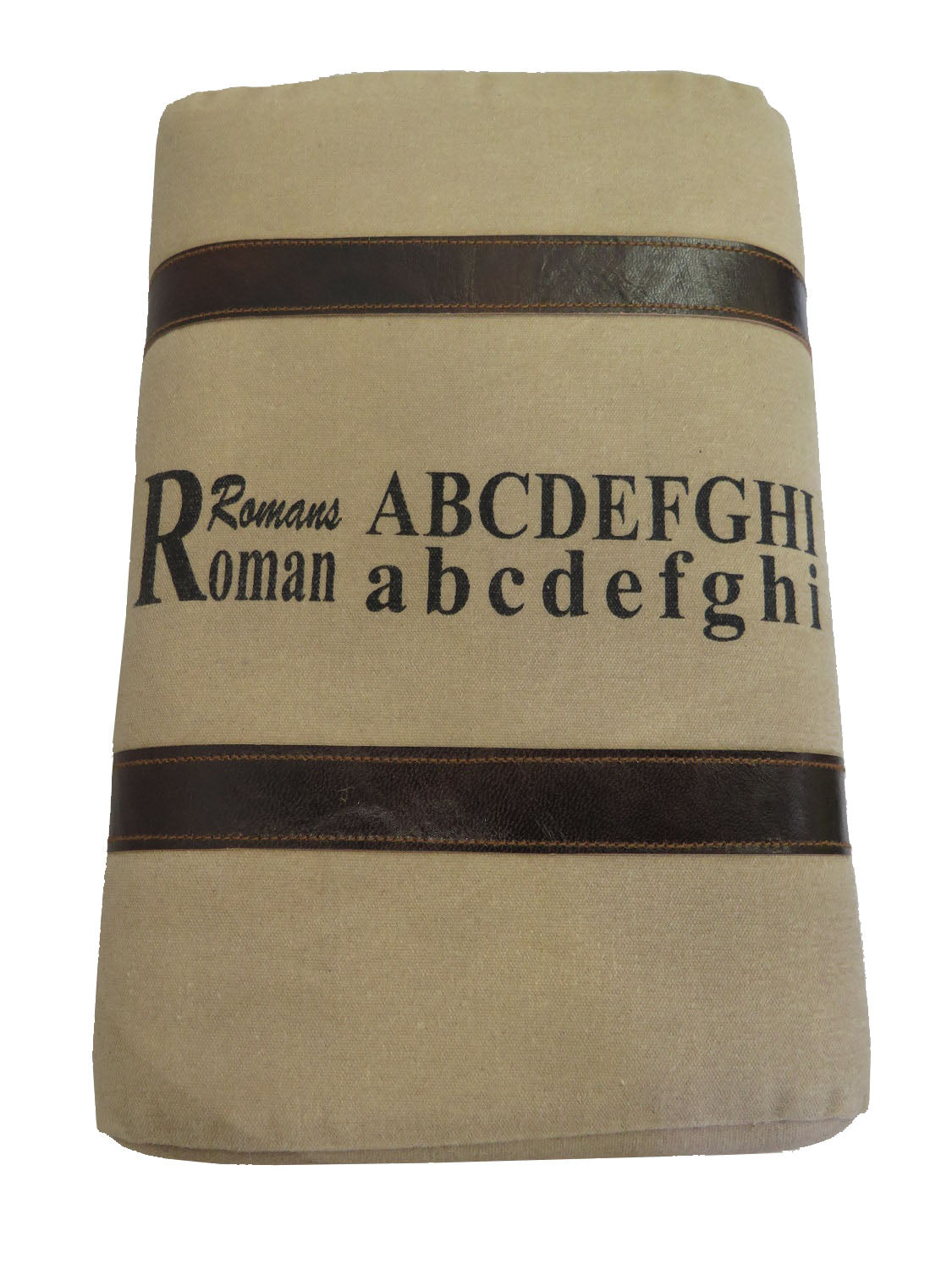 Tabouret ottoman Oglala en cuir véritable - Beige/Marron