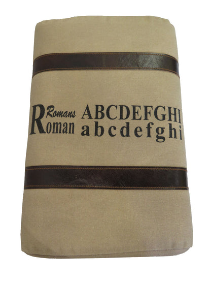 Tabouret ottoman Oglala en cuir véritable - Beige/Marron