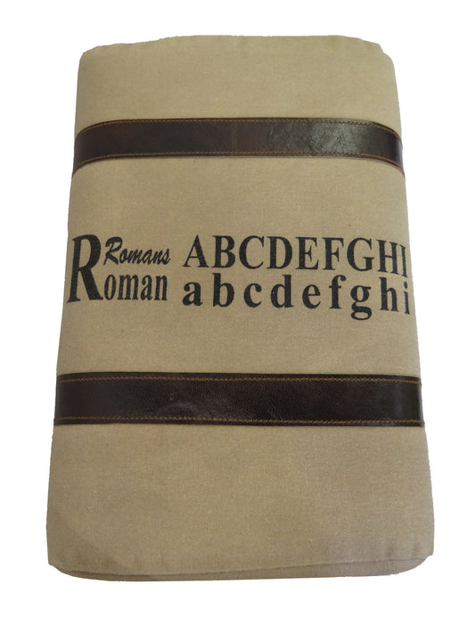 Tabouret ottoman Oglala en cuir véritable - Beige/Marron