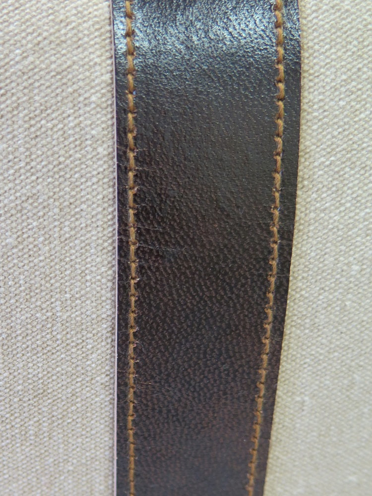 Tabouret ottoman Oglala en cuir véritable - Beige/Marron