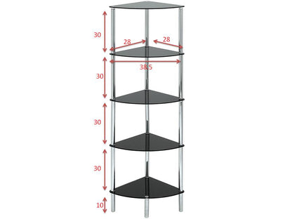 Vitrine d'angle Polo à 5 niveaux en verre noir