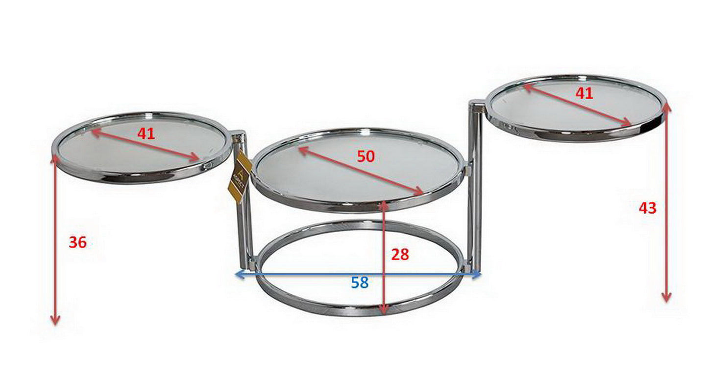 Table basse pivotante Eternity, métal chromé/transparent 