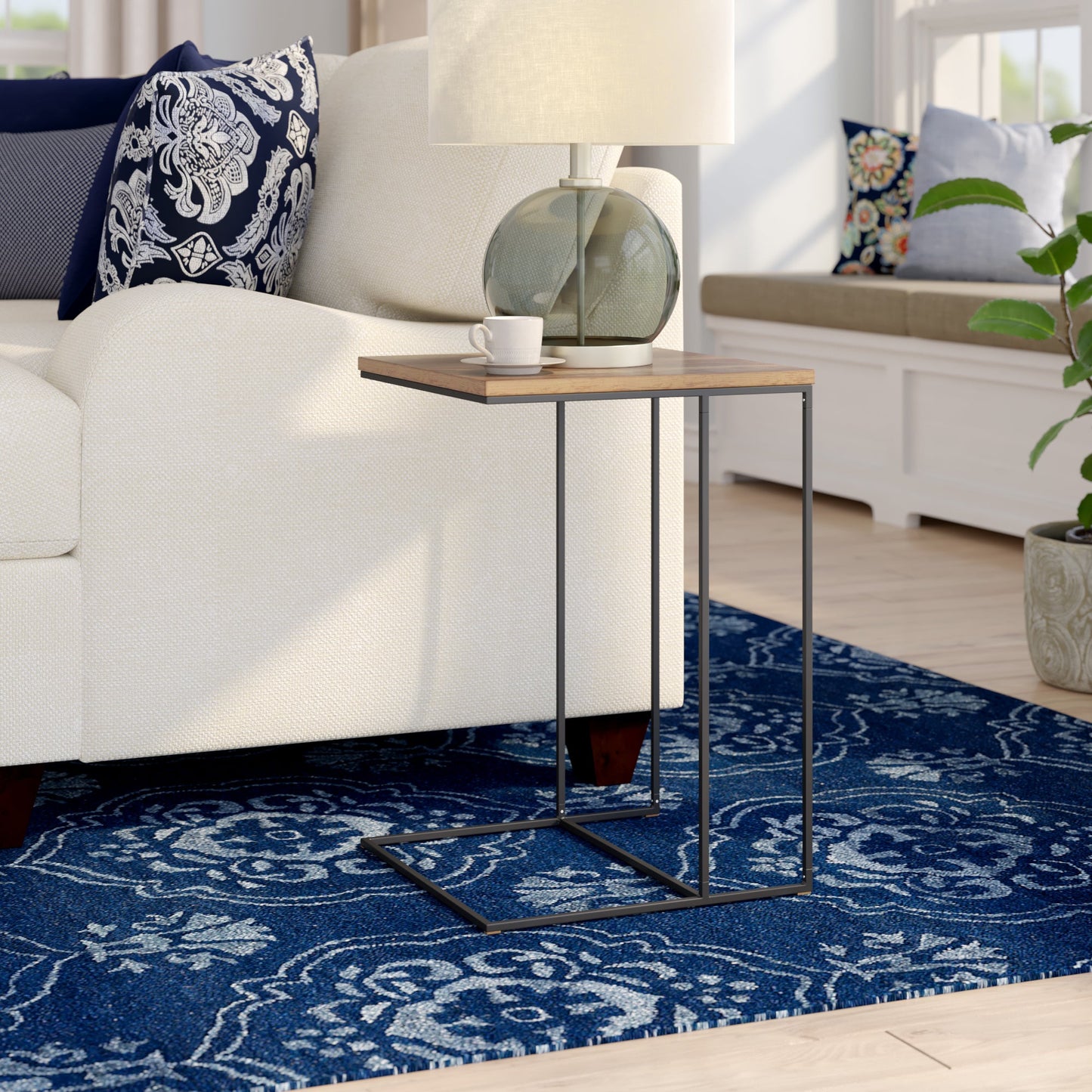 Table d'appoint/console Alana avec plateau en bois, style vintage 