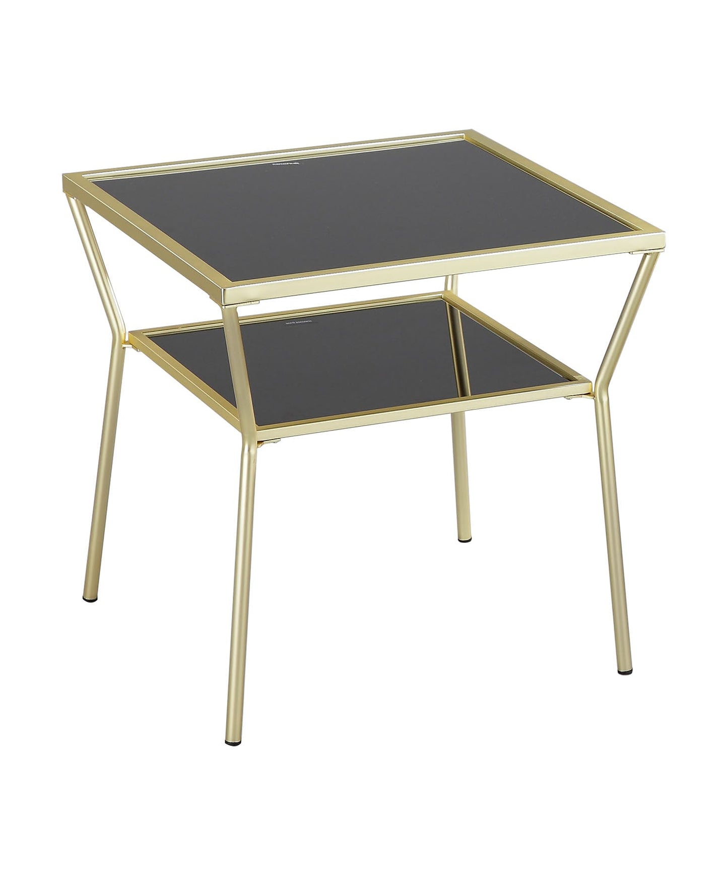 Table d'appoint en verre Fusion (50 x 50 x 50 cm, laiton/noir) 
