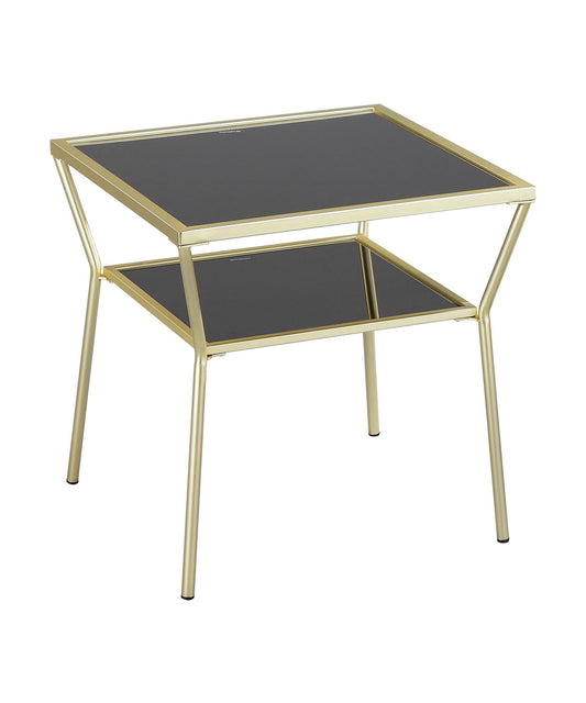 Table d'appoint en verre Fusion (50 x 50 x 50 cm, laiton/noir) 
