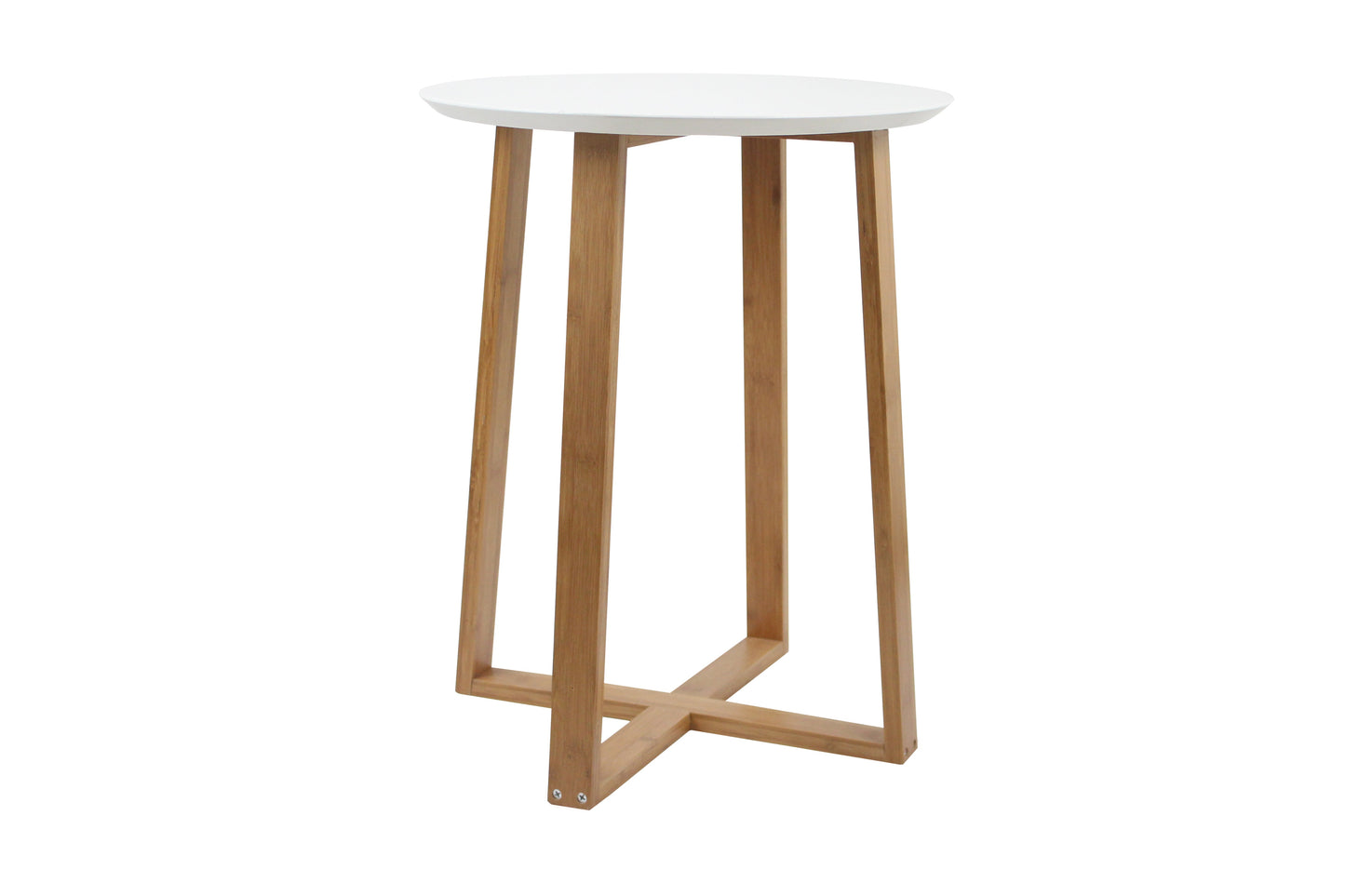 Table d'appoint Avery, plateau en bois blanc, pieds en bambou