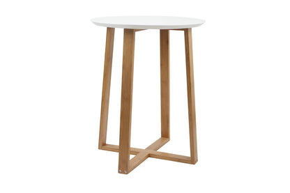 Table d'appoint Avery, plateau en bois blanc, pieds en bambou