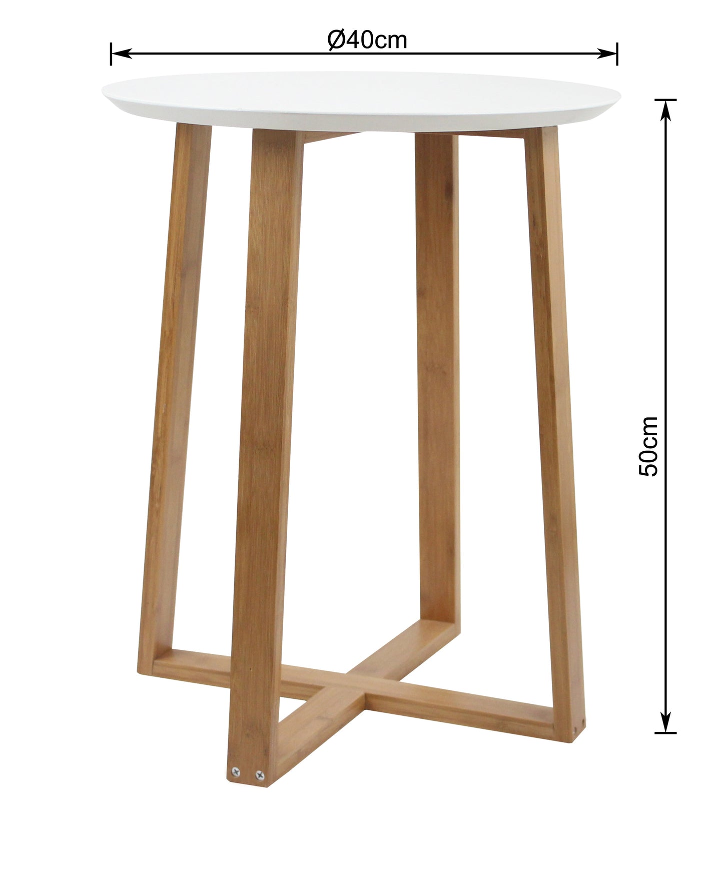 Table d'appoint Avery, plateau en bois blanc, pieds en bambou