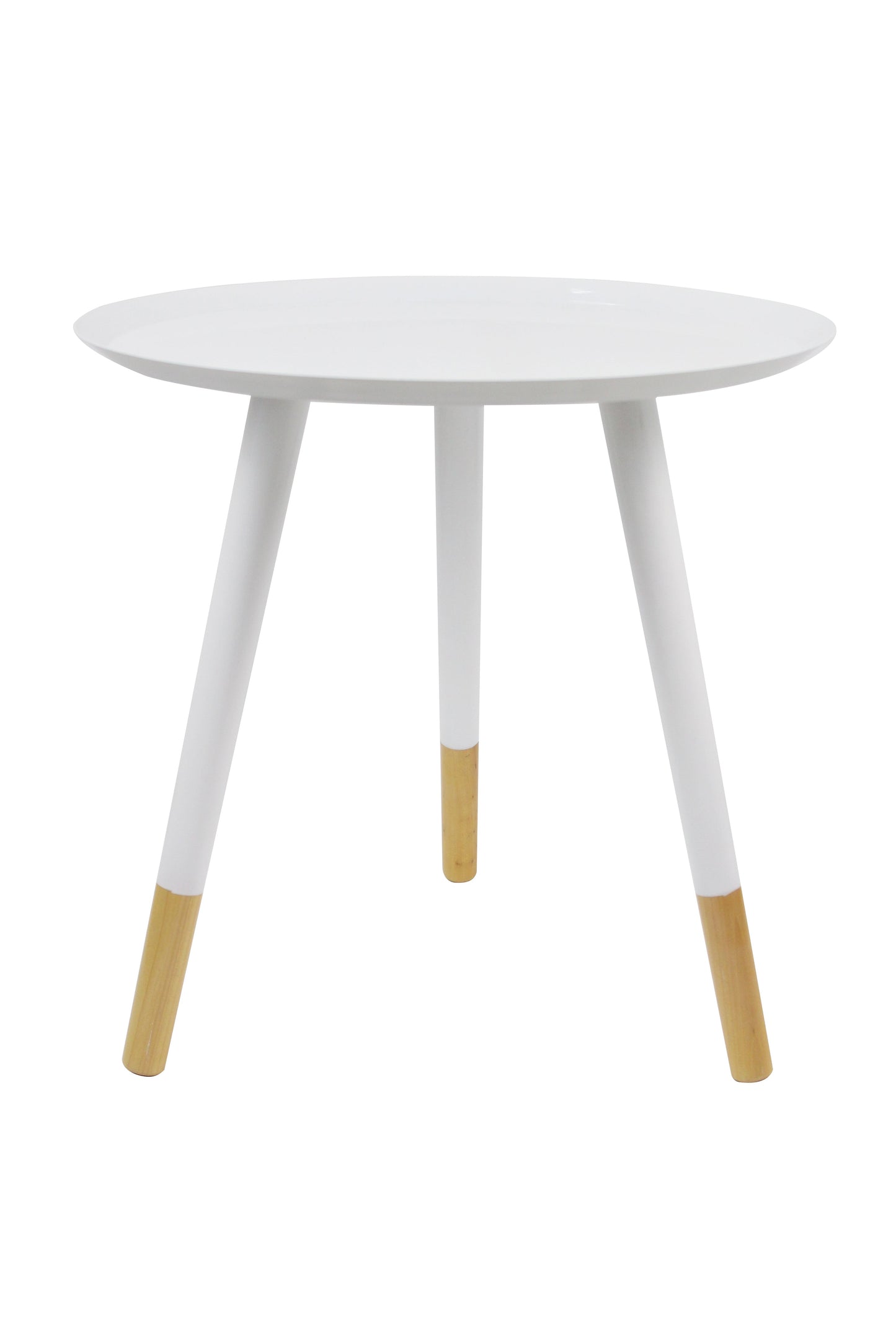 Table d'appoint/de chevet/de lampe ronde style plateau Martini (45 cm de diamètre x 46 cm de hauteur, blanche)