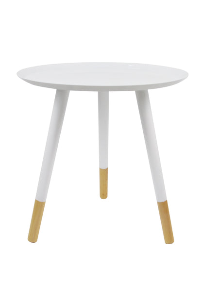 Table d'appoint/de chevet/de lampe ronde style plateau Martini (45 cm de diamètre x 46 cm de hauteur, blanche)