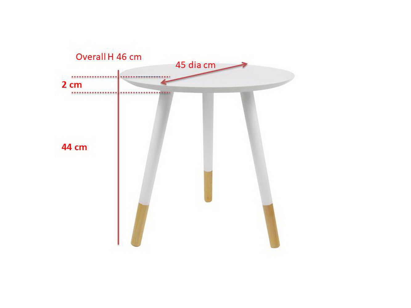 Table d'appoint/de chevet/de lampe ronde style plateau Martini (45 cm de diamètre x 46 cm de hauteur, blanche)