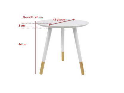 Table d'appoint/de chevet/de lampe ronde style plateau Martini (45 cm de diamètre x 46 cm de hauteur, blanche)
