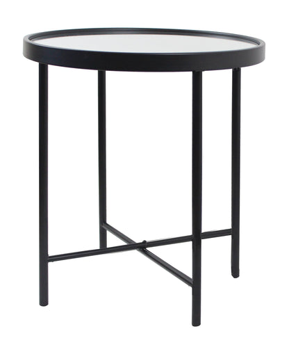 Table d'appoint/table de chevet ronde Alario avec plateau miroir - Noir