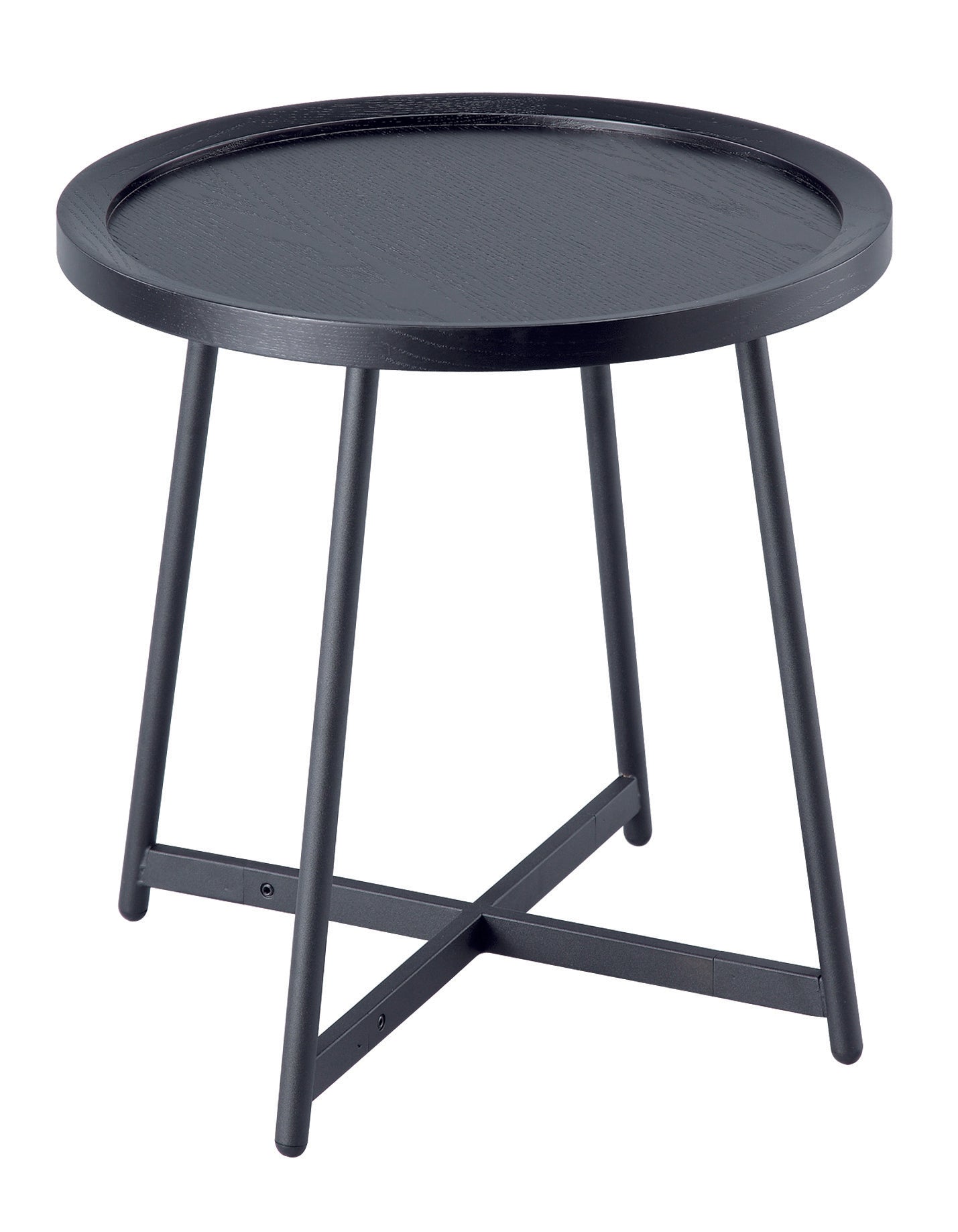 Table d'appoint ronde Louisa - Placage chêne finition noire 