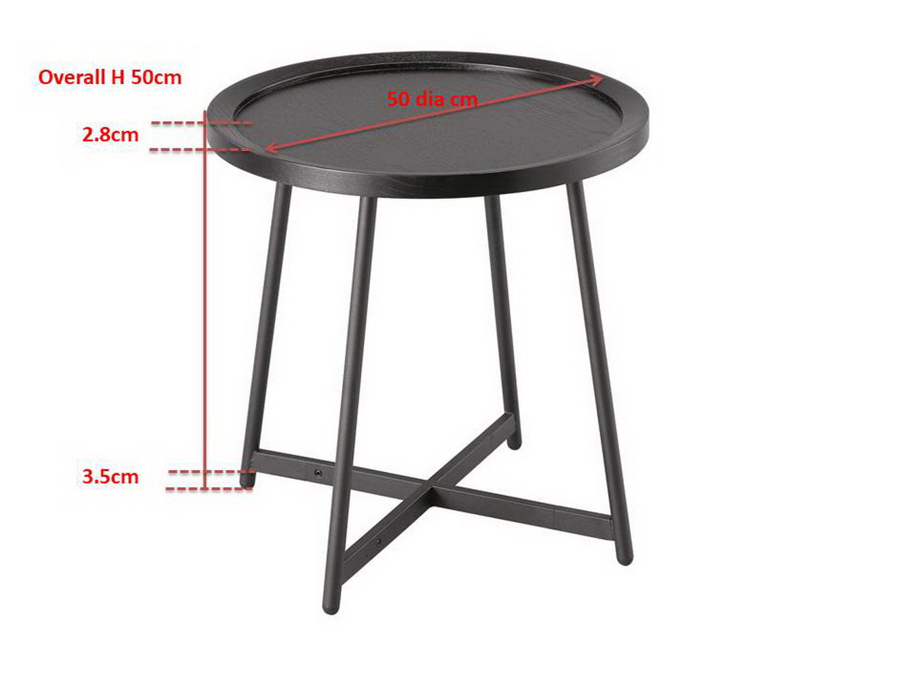 Table d'appoint ronde Louisa - Placage chêne finition noire 