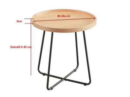 Table d'appoint ronde Sasha, plateau style plateau, placage chêne/noir 