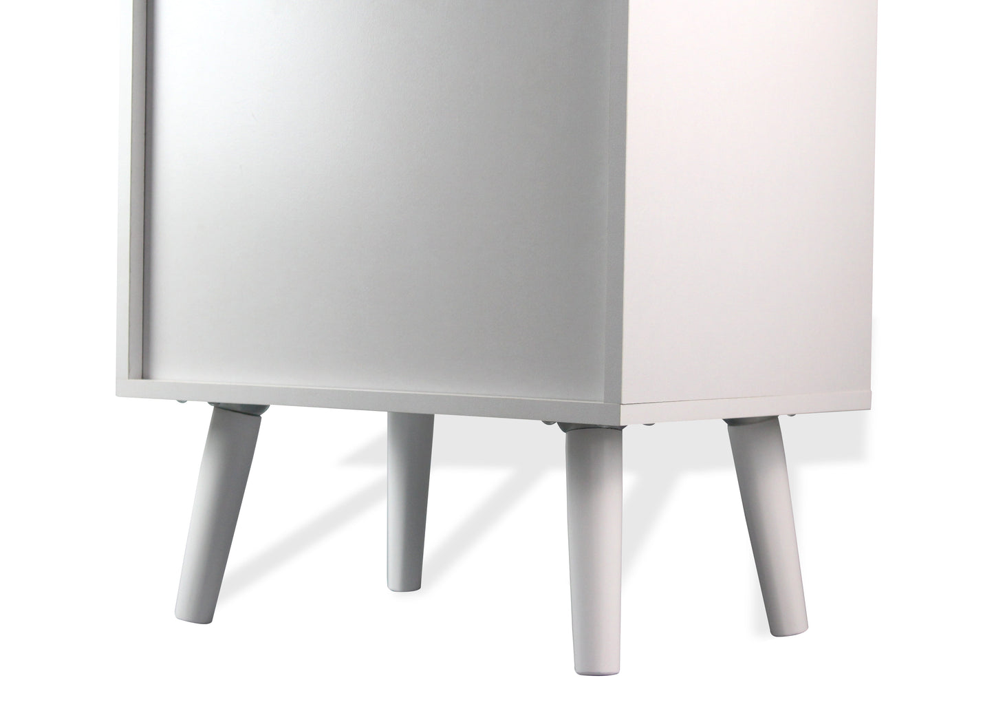 Table de chevet Ileni avec 1 tiroir, lampe de chevet pour chambre à coucher - Blanc/Gris