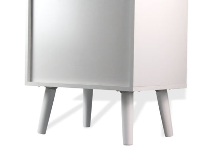 Table de chevet Ileni avec 1 tiroir, lampe de chevet pour chambre à coucher - Blanc/Gris