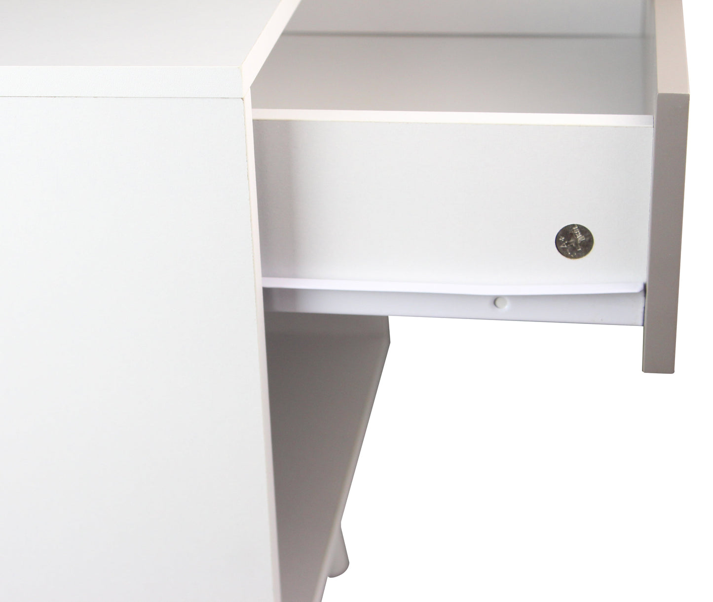 Table de chevet Ileni avec 1 tiroir, lampe de chevet pour chambre à coucher - Blanc/Gris