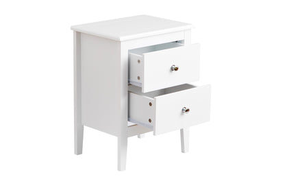 Table de chevet Melia, table de nuit, lampe de chevet pour chambre (blanche, 2 tiroirs)