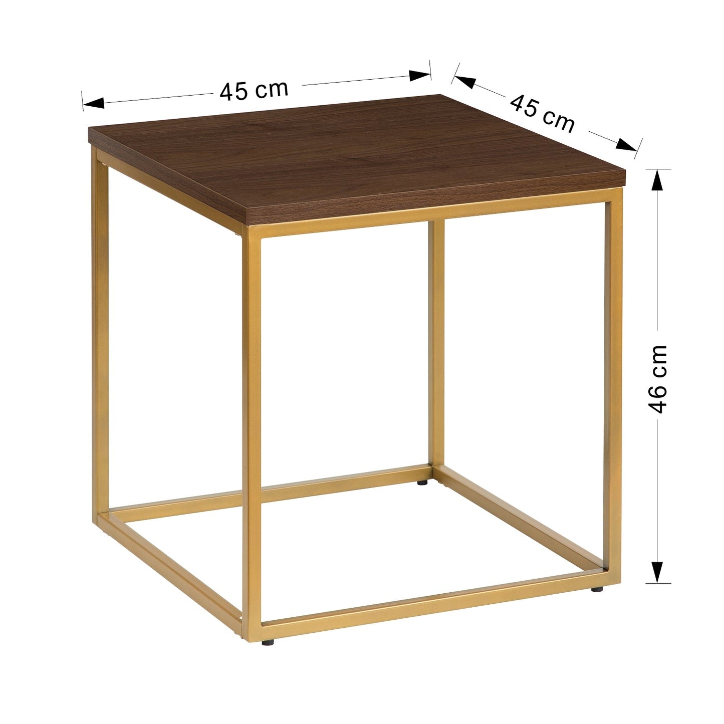 Table d'appoint/table de chevet Regis (Noyer/Or, 45 x 45 x 46 (H) cm)