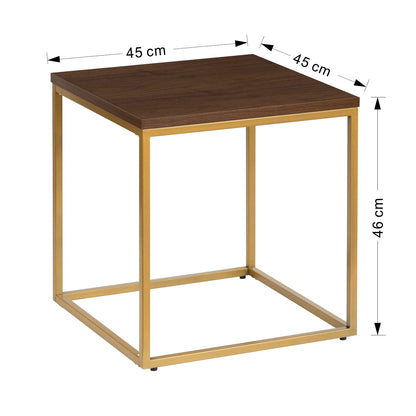 Table d'appoint/table de chevet Regis (Noyer/Or, 45 x 45 x 46 (H) cm)