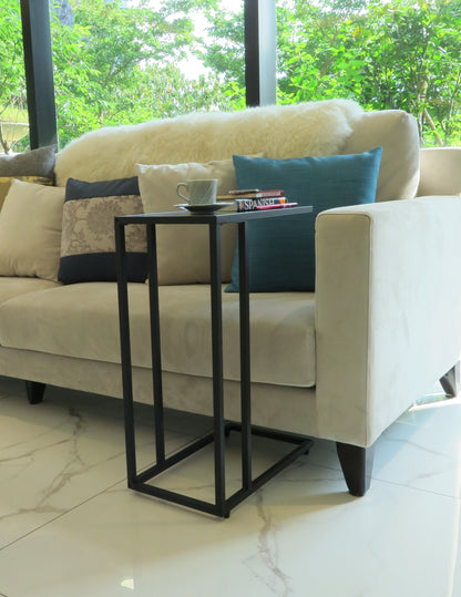 Table d'appoint Bellini en forme de C - Verre trempé noir