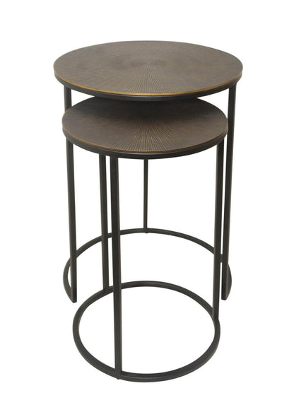 Ensemble de 2 tables gigognes Hiba, plateau soleil, bronze antique