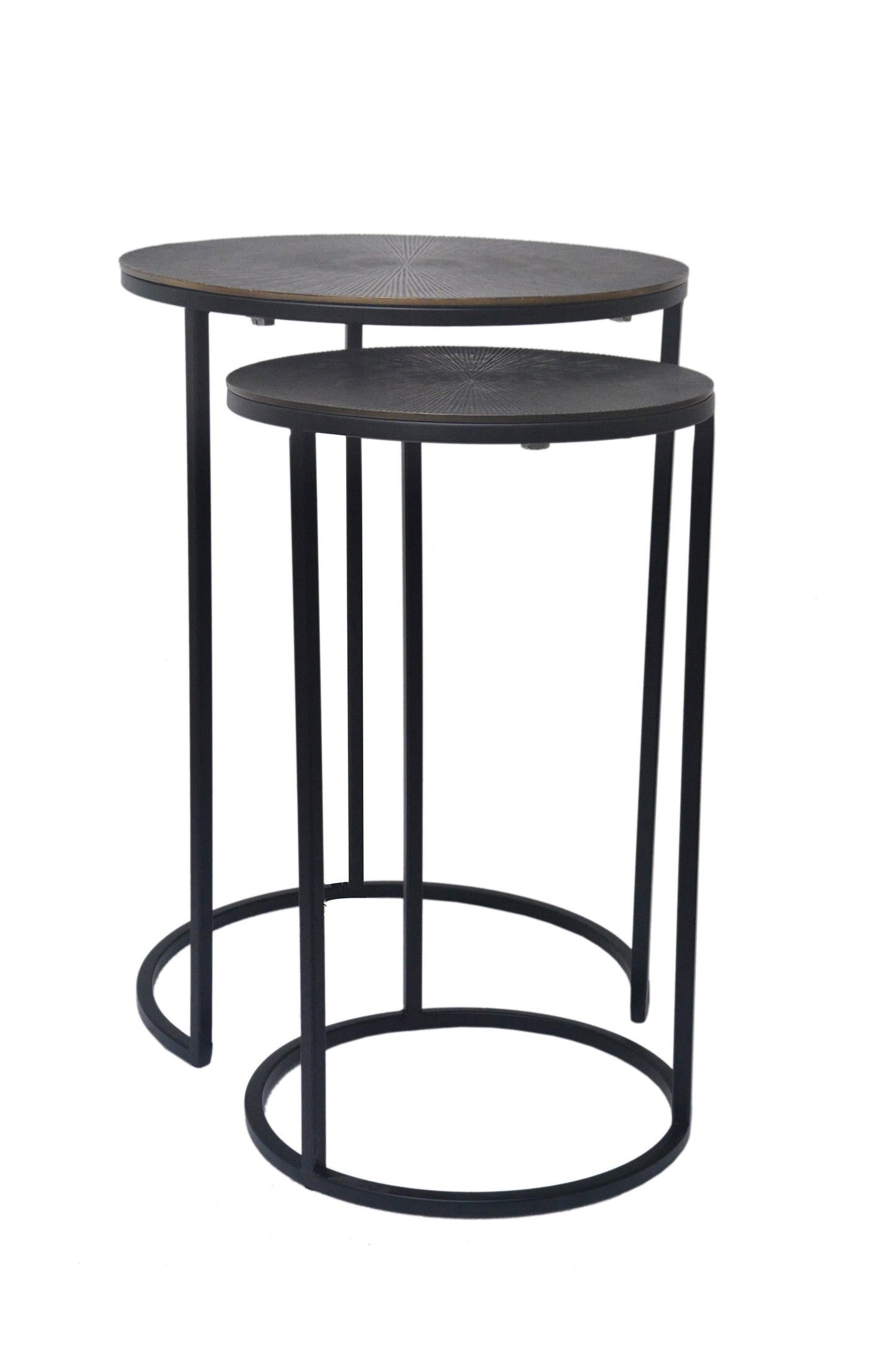 Ensemble de 2 tables gigognes Hiba, plateau soleil, bronze antique