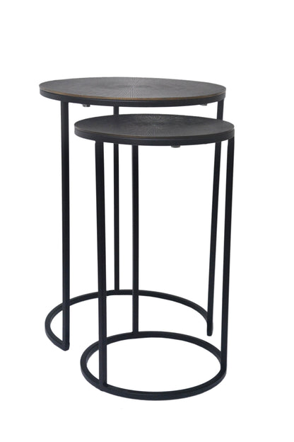 Ensemble de 2 tables gigognes Hiba, plateau soleil, bronze antique