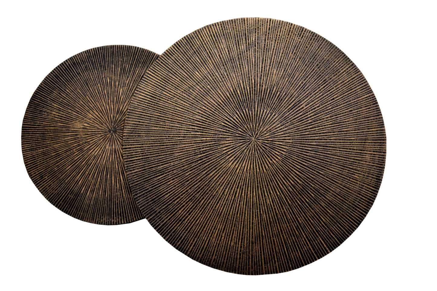 Ensemble de 2 tables gigognes Hiba, plateau soleil, bronze antique