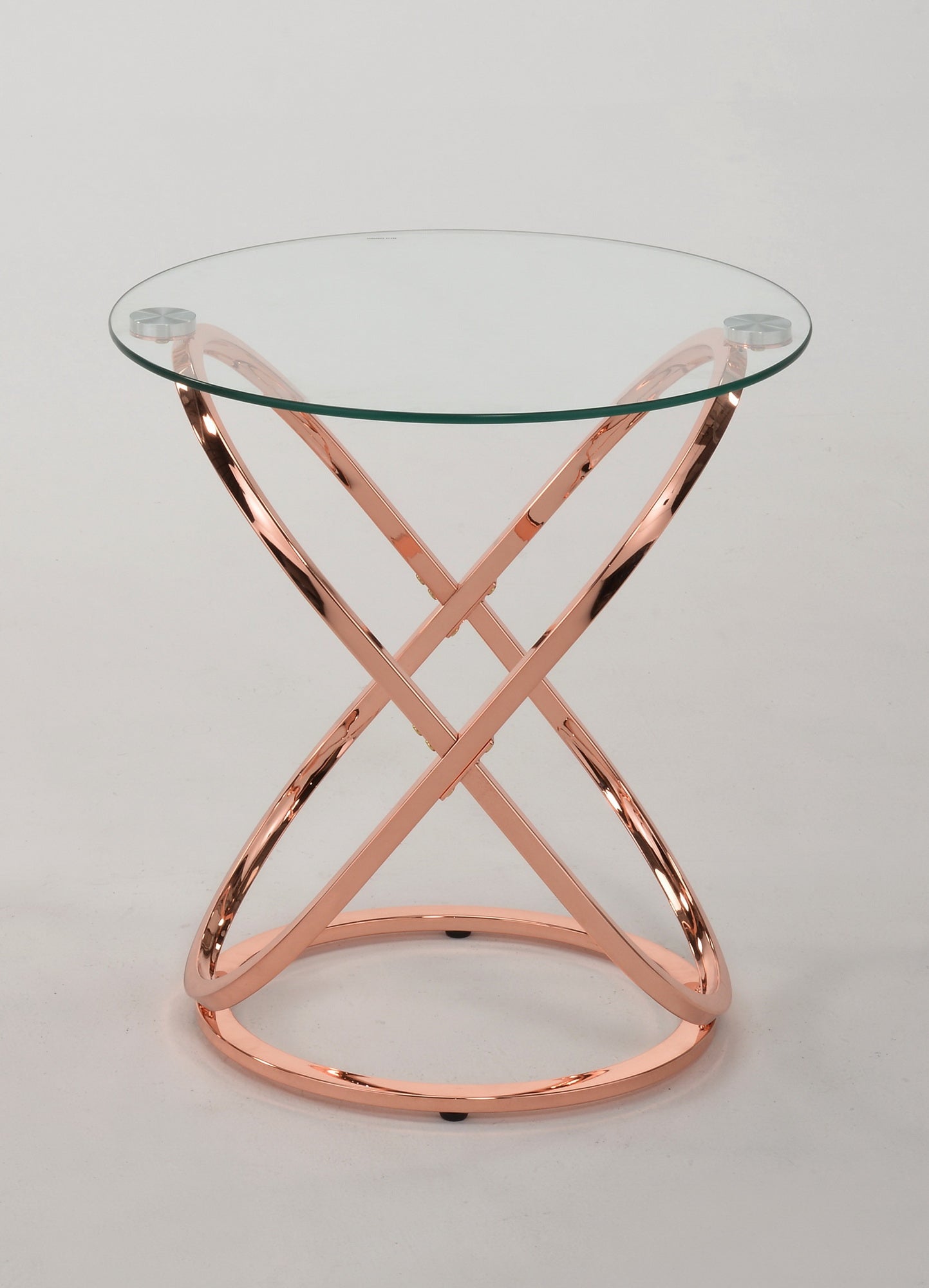 Table basse/d'appoint ronde Monarch en verre transparent avec piètement en cuivre