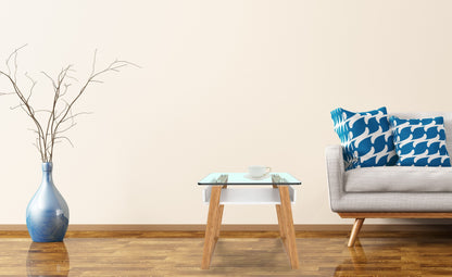 Table d'appoint Jensen, bois, bambou, verre blanc 