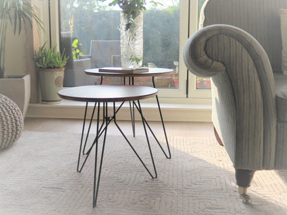 Ensemble de 2 tables gigognes rondes Alegro, en bois manufacturé finition vintage