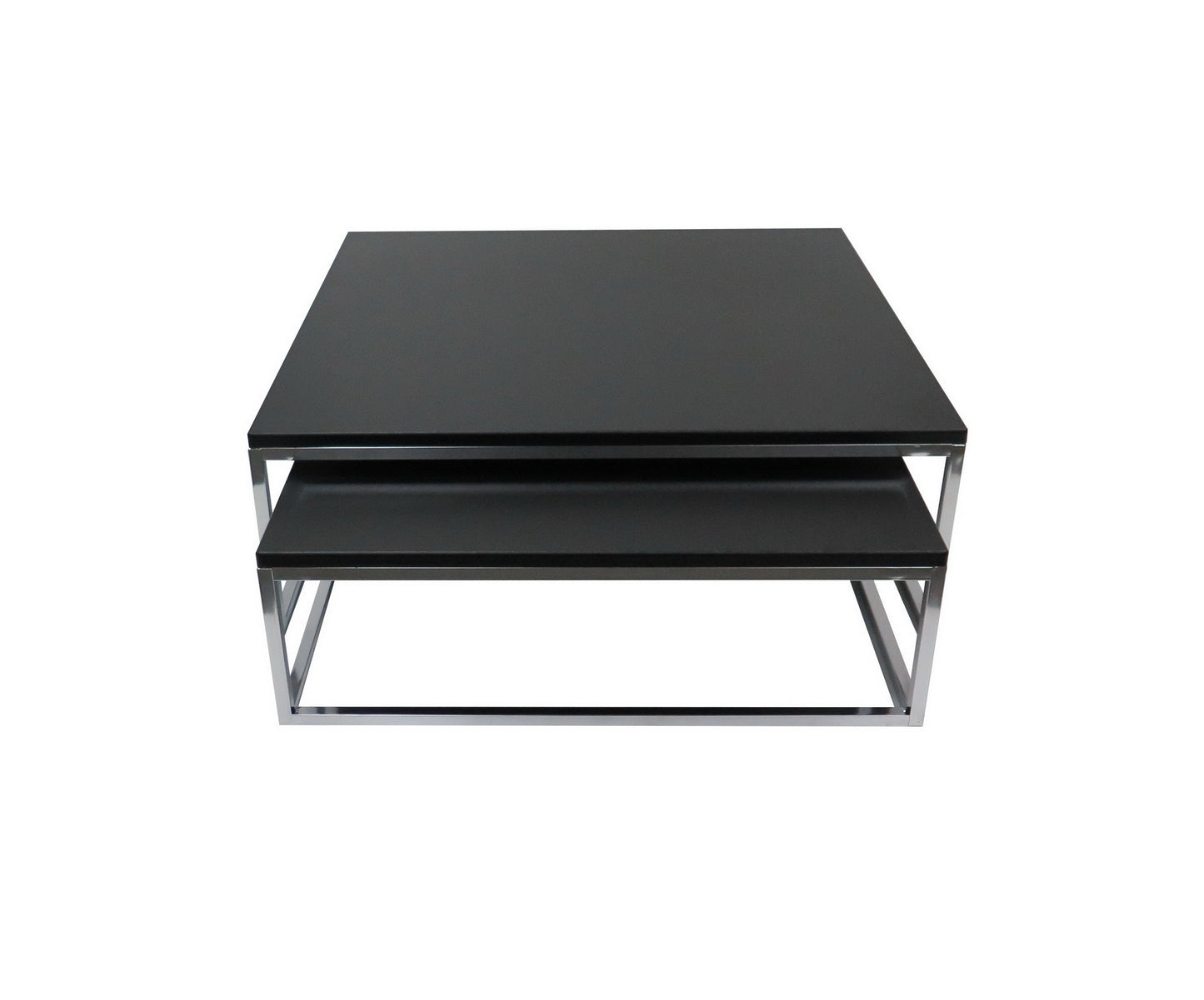 Ensemble de 2 tables basses gigognes Oslo, pieds chromés, noir